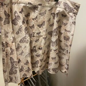 Retrolicious Cream and Brown Butterfly Print Skirt